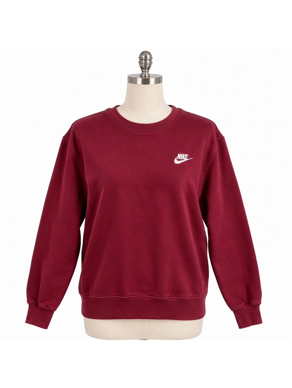 Nike Maroon Crewneck Sweatshirt with White Logo, Size Small